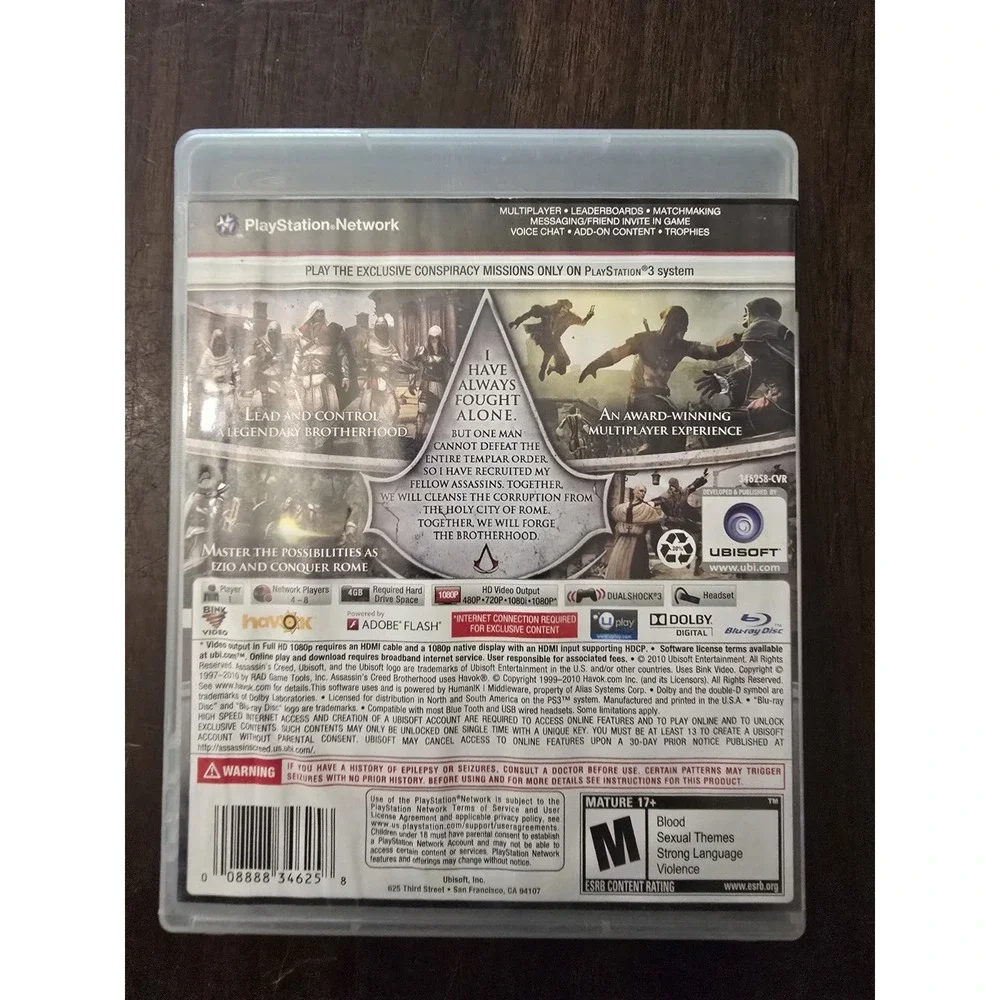 Assassin's Creed: Brotherhood (Sony PlayStation 3, 2010) - CIB Tested & Working